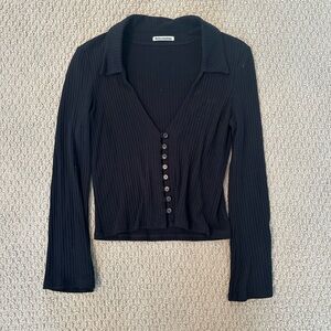Reformation black long sleeve blouse